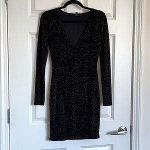 NWOT Black and gold sparkly long sleeve dress